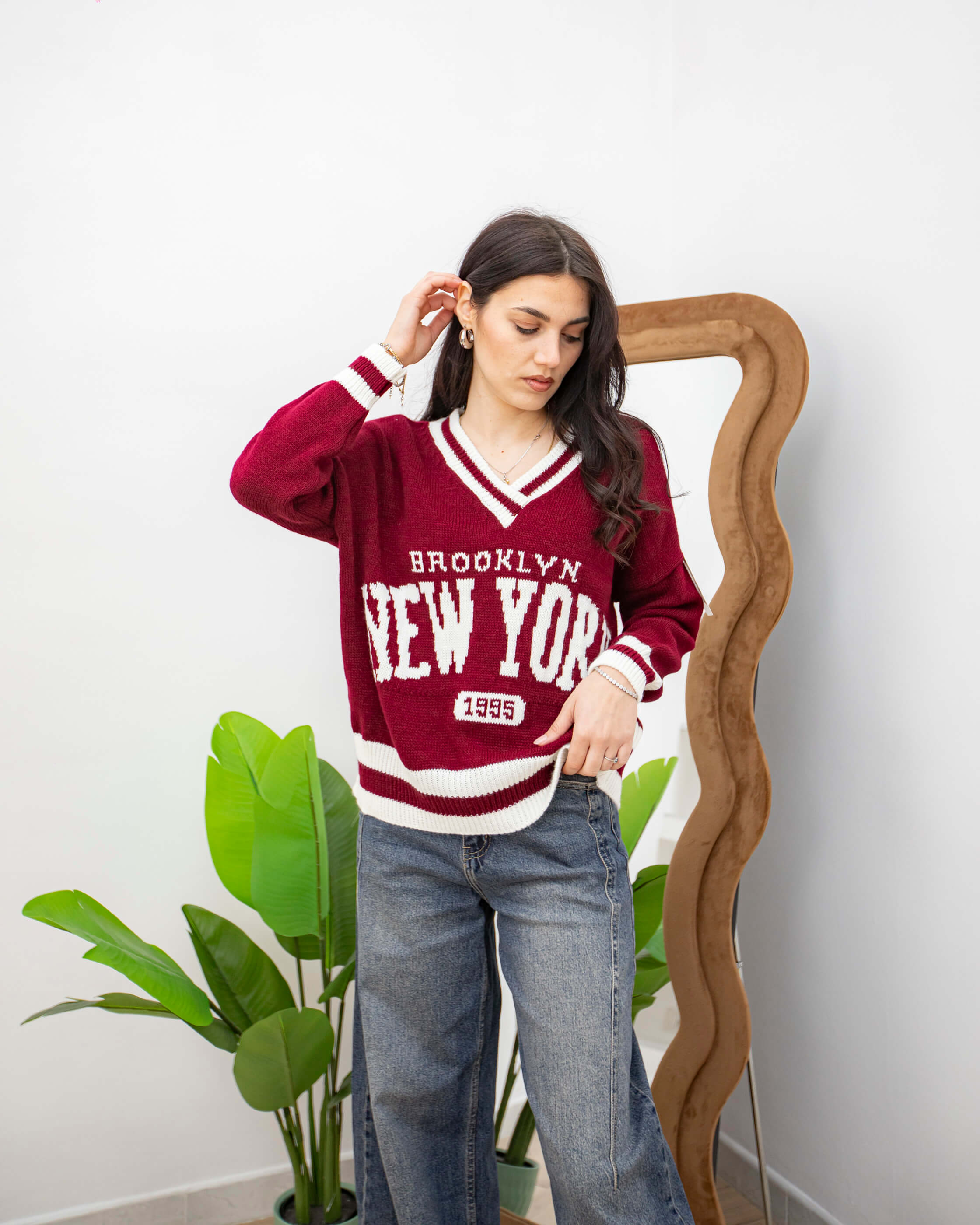 Maglione New York burgundy